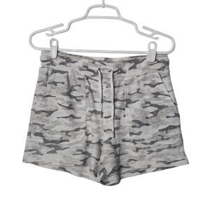 Rachel Zoe Gray Camouflage Waffle Knit Drawstring Lounge Casual Shorts Medium